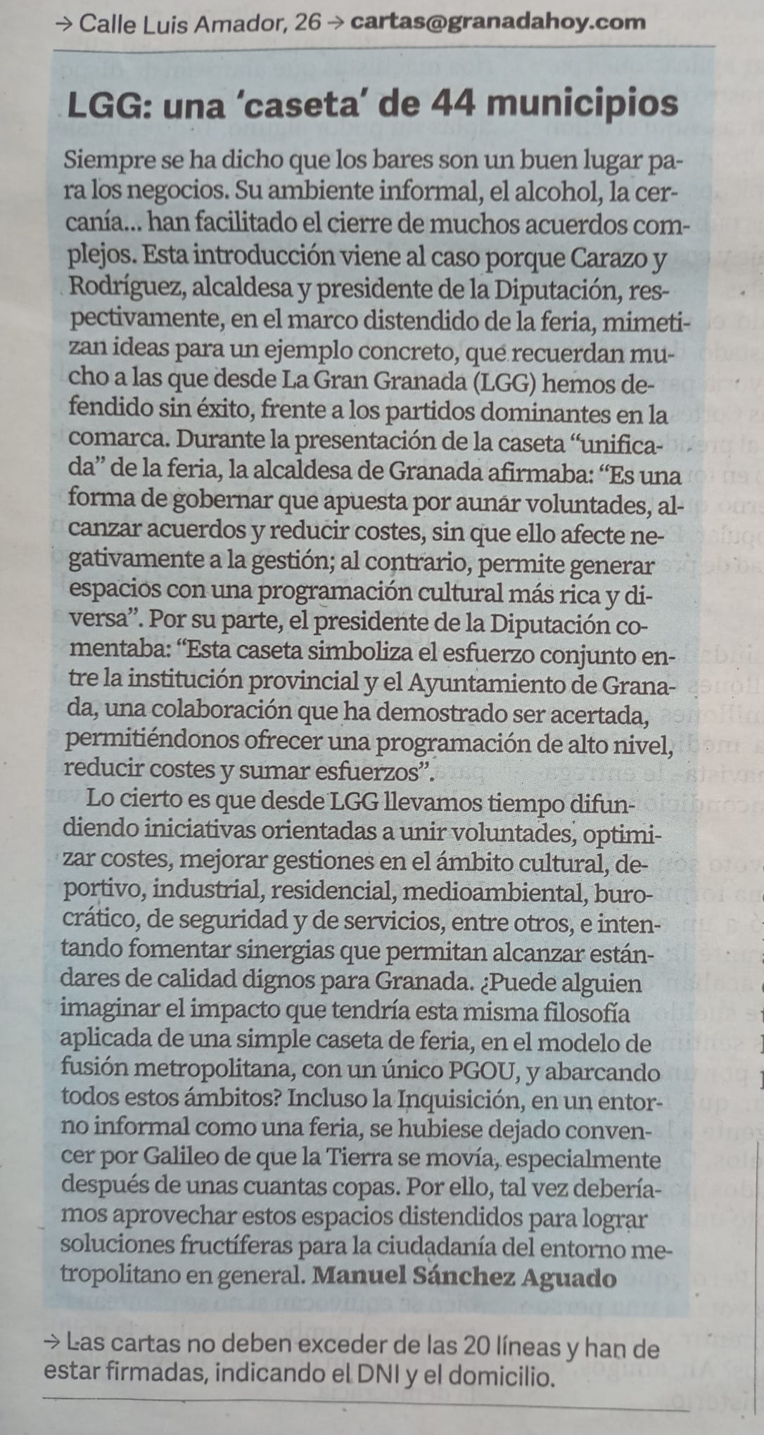 LGG: Una “caseta” compartida por 44 municipios
